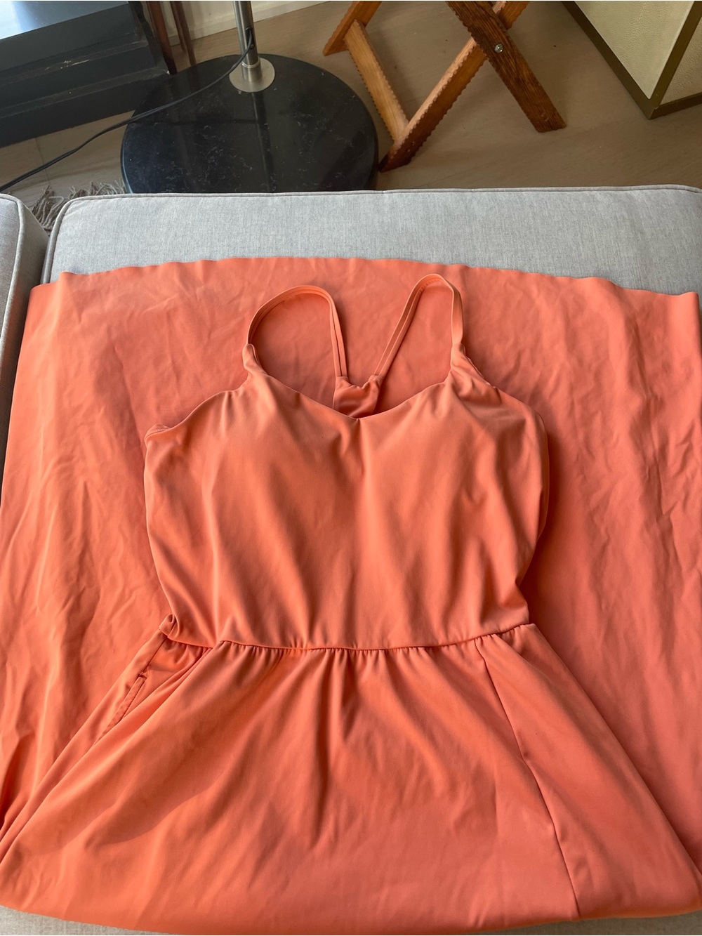 Women's Coral casual dress with Adjustable Straps and built in bra